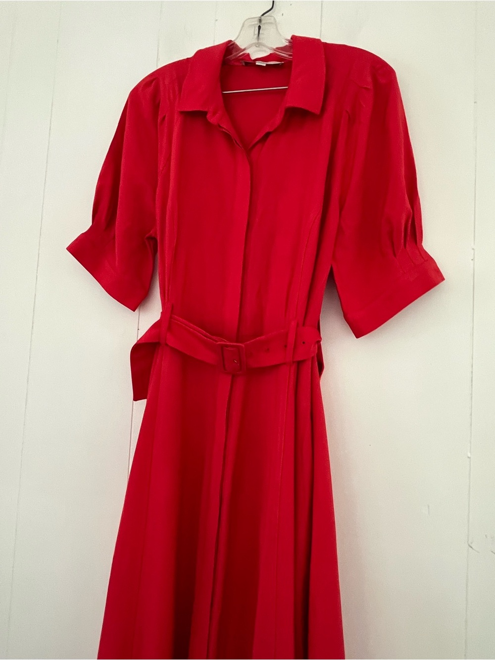 LOFT Classic Red Belted Tailored Shirt Dress Size 12 - Picture 4 of 15